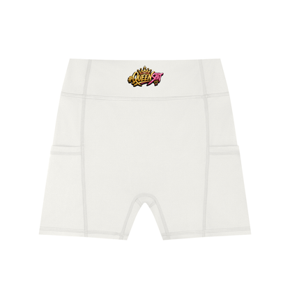 "QUEENS" Women's High-Waisted Pocket Biker Shorts