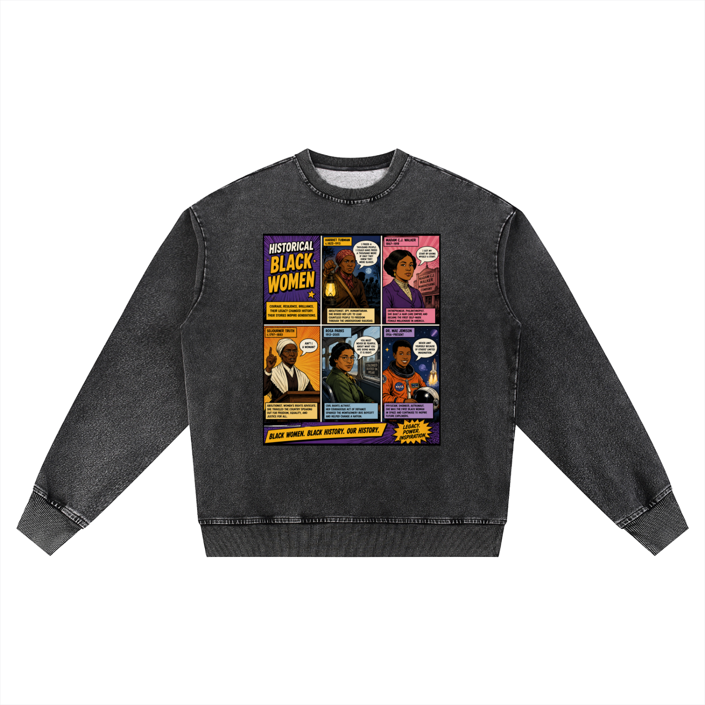 "Queens Vol.2" Women's Snow Wash Oversized Crewneck Sweatshirt