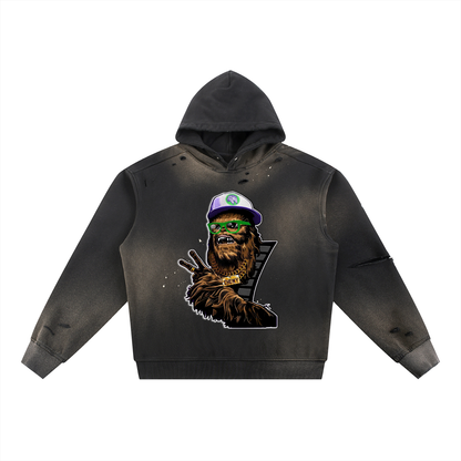 "MC Chewy" Sun Fade Frayed Fleece Hoodie
