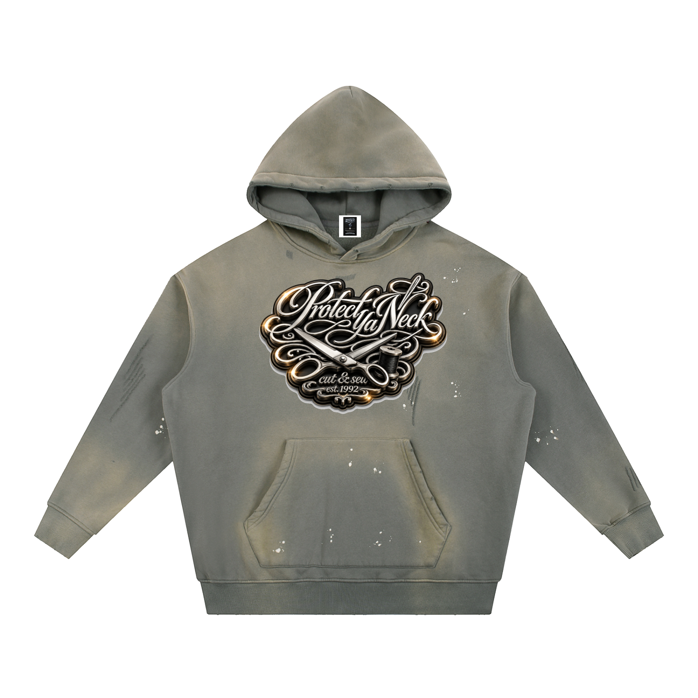PYN™ x BKRP™ "Cut & Sew" Standout Vintage Washed Frayed Fleece Hoodie