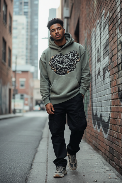 PYN™ "Cut & Sew" Standout Vintage Washed Frayed Fleece Hoodie