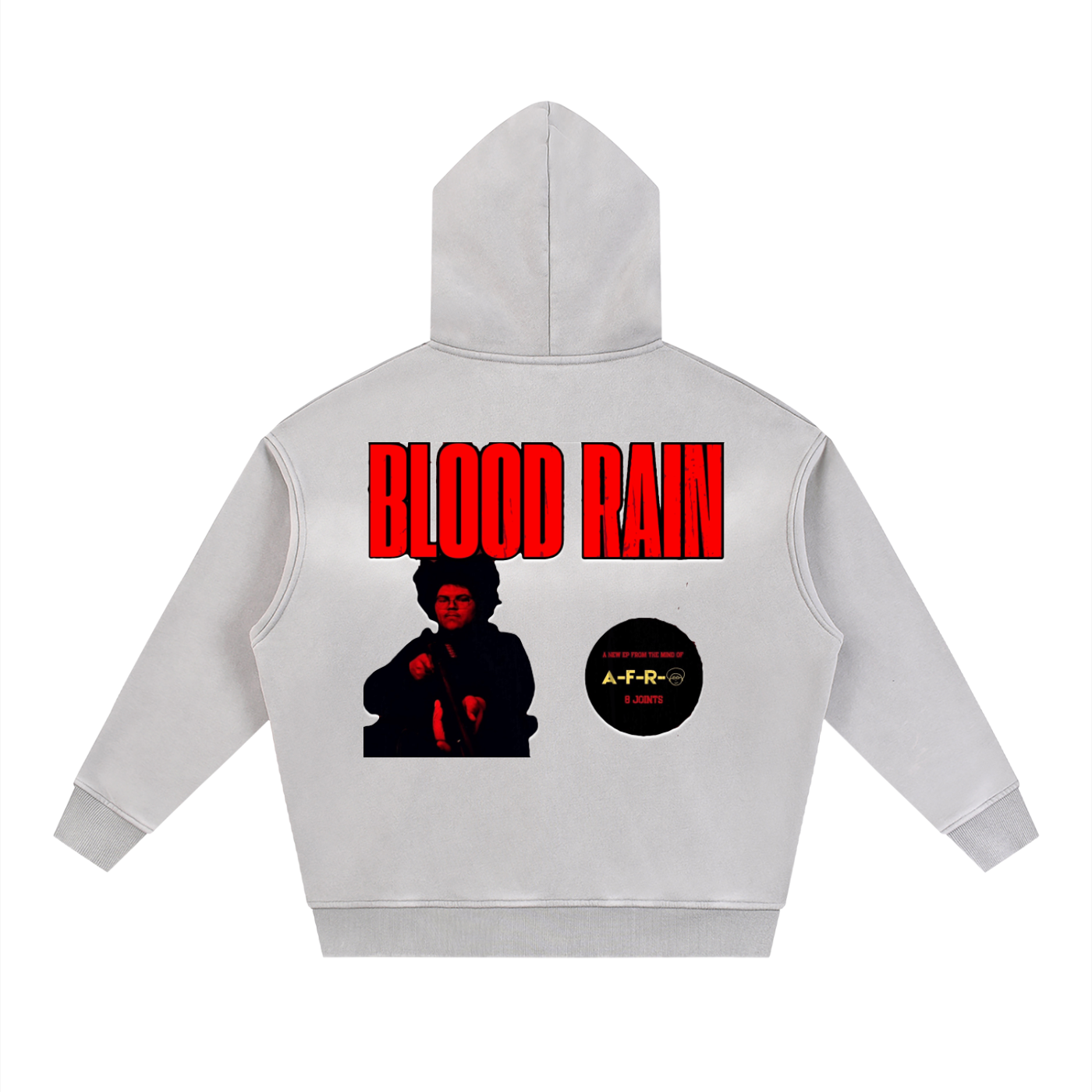 "Blood Rain" Sunfade Two-way Zipper Boxy Fleece Hoodie