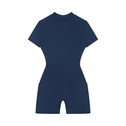 "Brooklyn Republic Essentials" Women's Quarter-Zip Short Sleeve Romper
