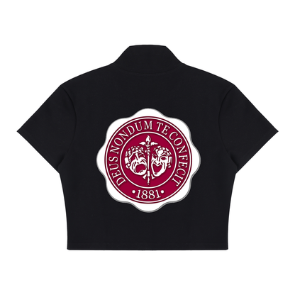 Hillman College "Gilbert Hall" Women's Cropped Full Zip Short Sleeve T-Shirt