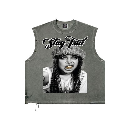 "Erykah" Distressed Grommet Eyelet Tank Top