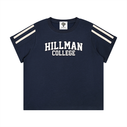 "Hillman College" Women's Varsity Stripe T-Shirt