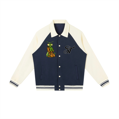 Brooklyn Zoo™ "Father Mantis" Contrast Raglan Sleeve Baseball Jacket
