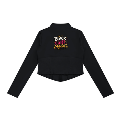 "Black Girl Magic" Women's Slim Fit Full-Zip Yoga Jacket