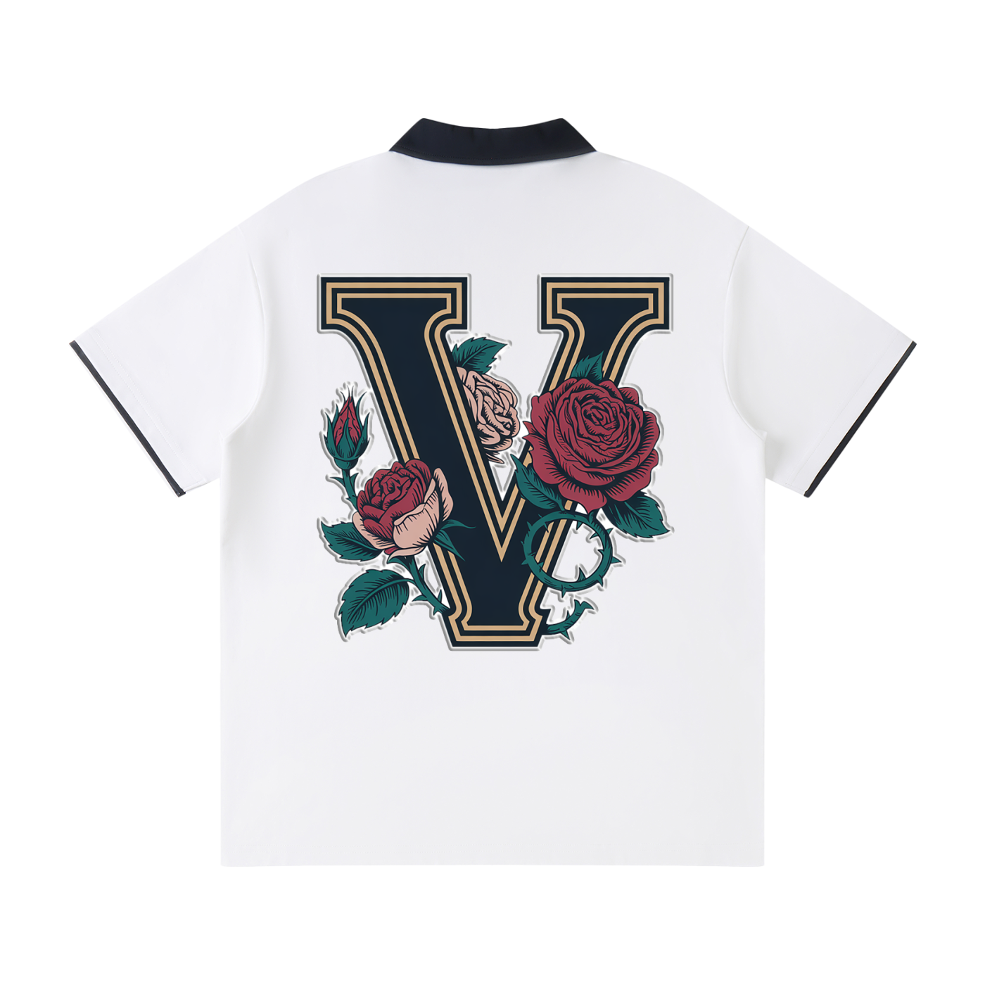 "Varsity" Contrast Collar Raglan Polo Shirt