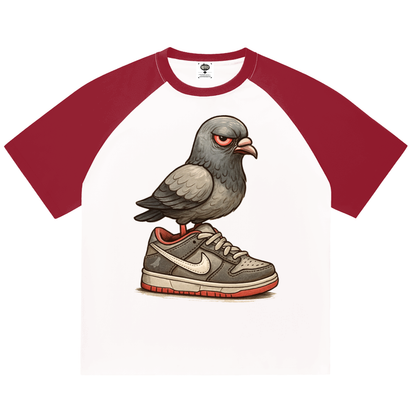 "Dunk the Angry Pigeon" Raglan Sleeve T-Shirt