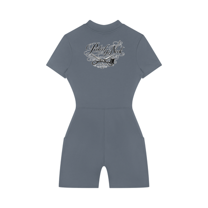 "PYN™ x BKRP™" Mathematics Women's Quarter-Zip Short Sleeve Romper