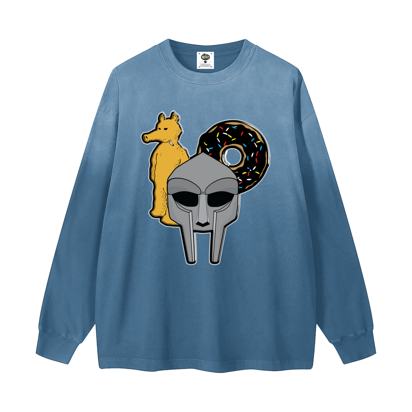 "MadDillaDoom" Gradient Washed Long Sleeve T-Shirt