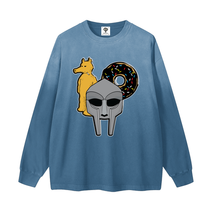 "MadDillaDoom" Gradient Washed Long Sleeve T-Shirt