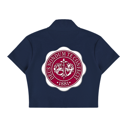 Hillman College "Gilbert Hall" Women's Cropped Full Zip Short Sleeve T-Shirt