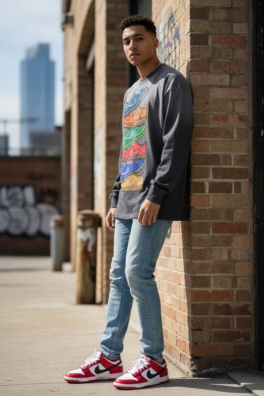 "All Dunks" Gradient Washed Long Sleeve T-Shirt