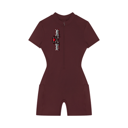 Infinity Sione™ "Heartbeatz" Women's Quarter-Zip Short Sleeve Romper