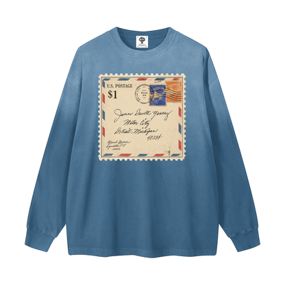"Dear James" Gradient Washed Long Sleeve T-Shirt