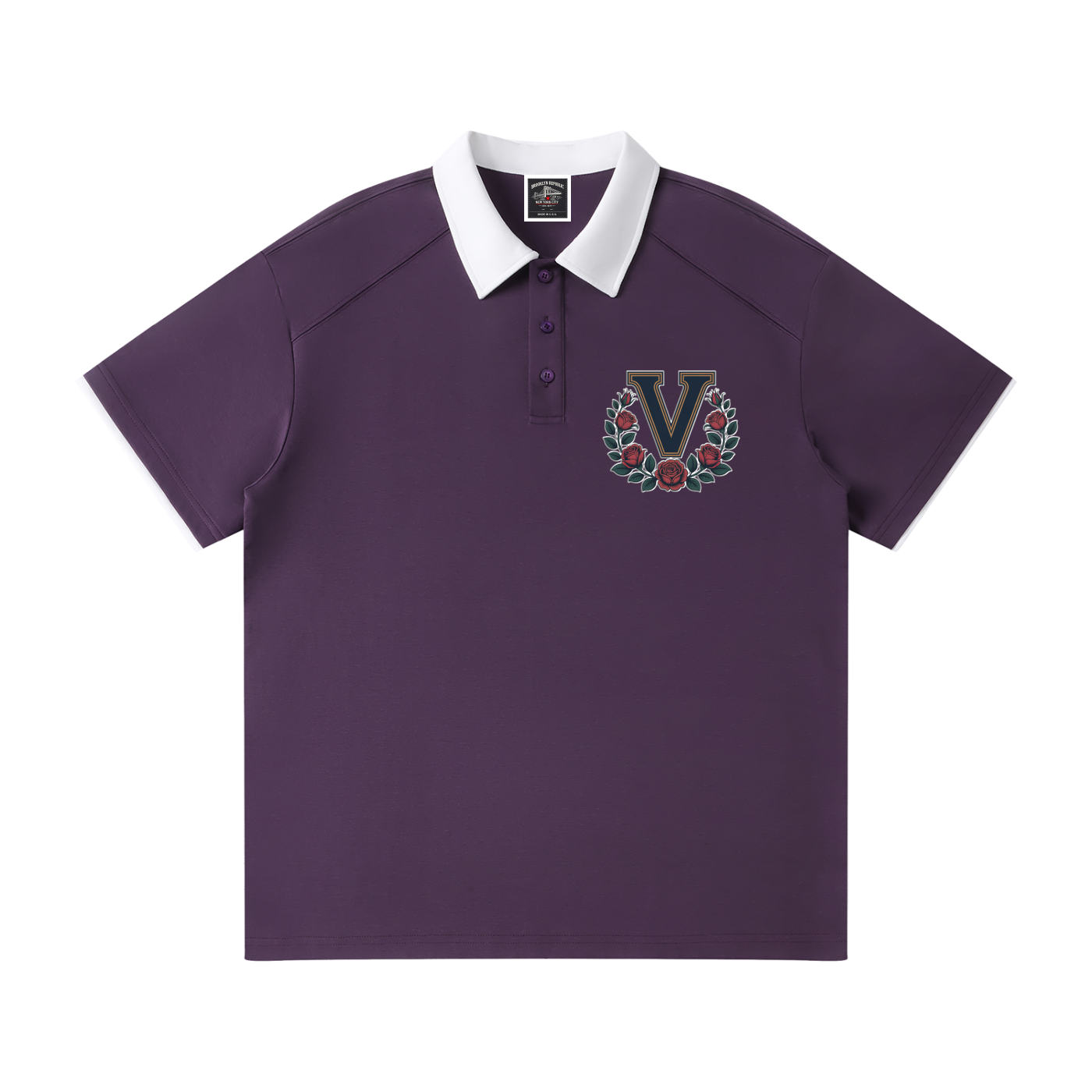 "Varsity" Contrast Collar Raglan Polo Shirt