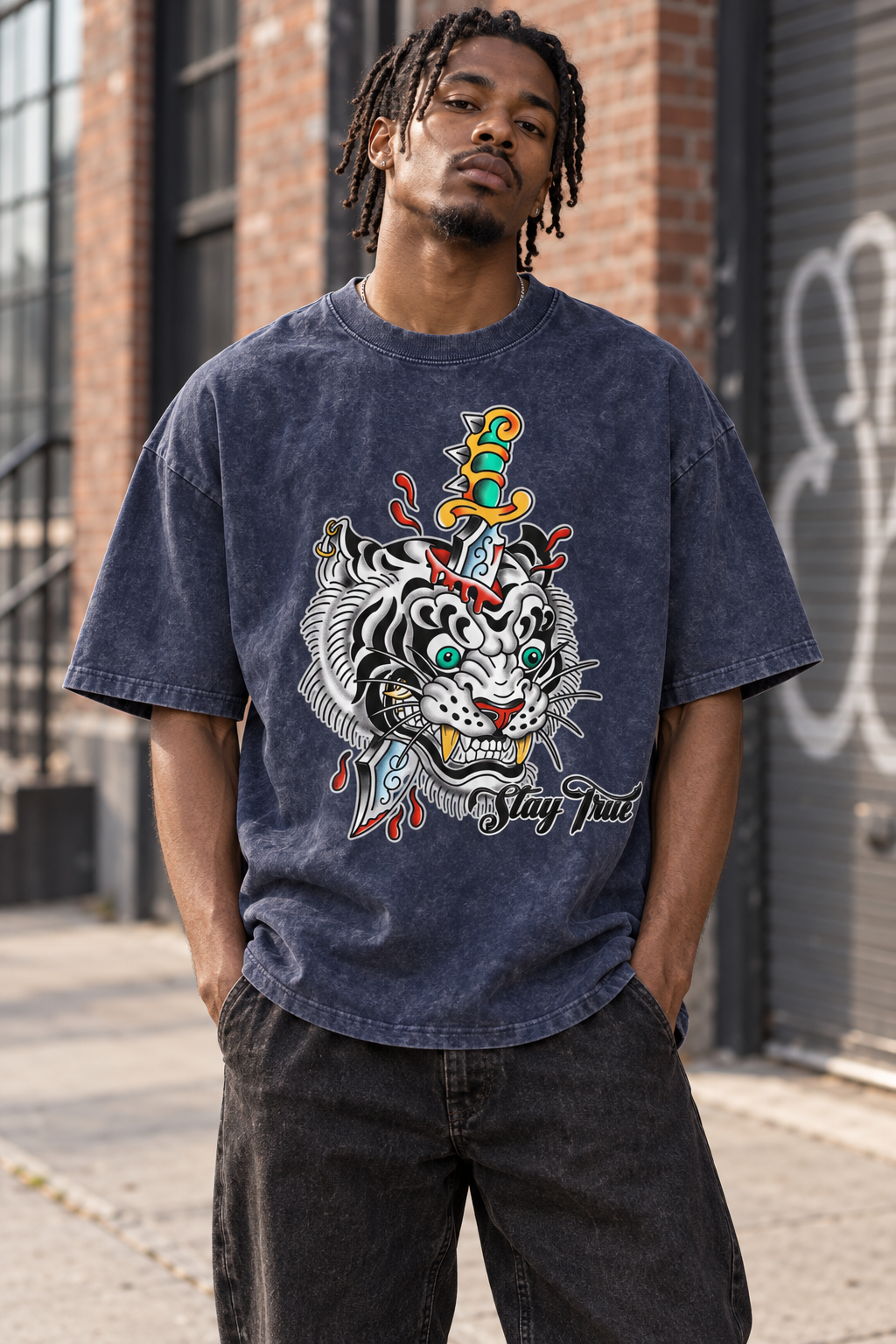 Brooklyn Zoo™ "Ed Hard-ly" Snow Washed Oversized Cotton T-Shirt