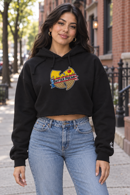 PYN™ "Butter Pecan Rican" Embroidered Crop Hoodie