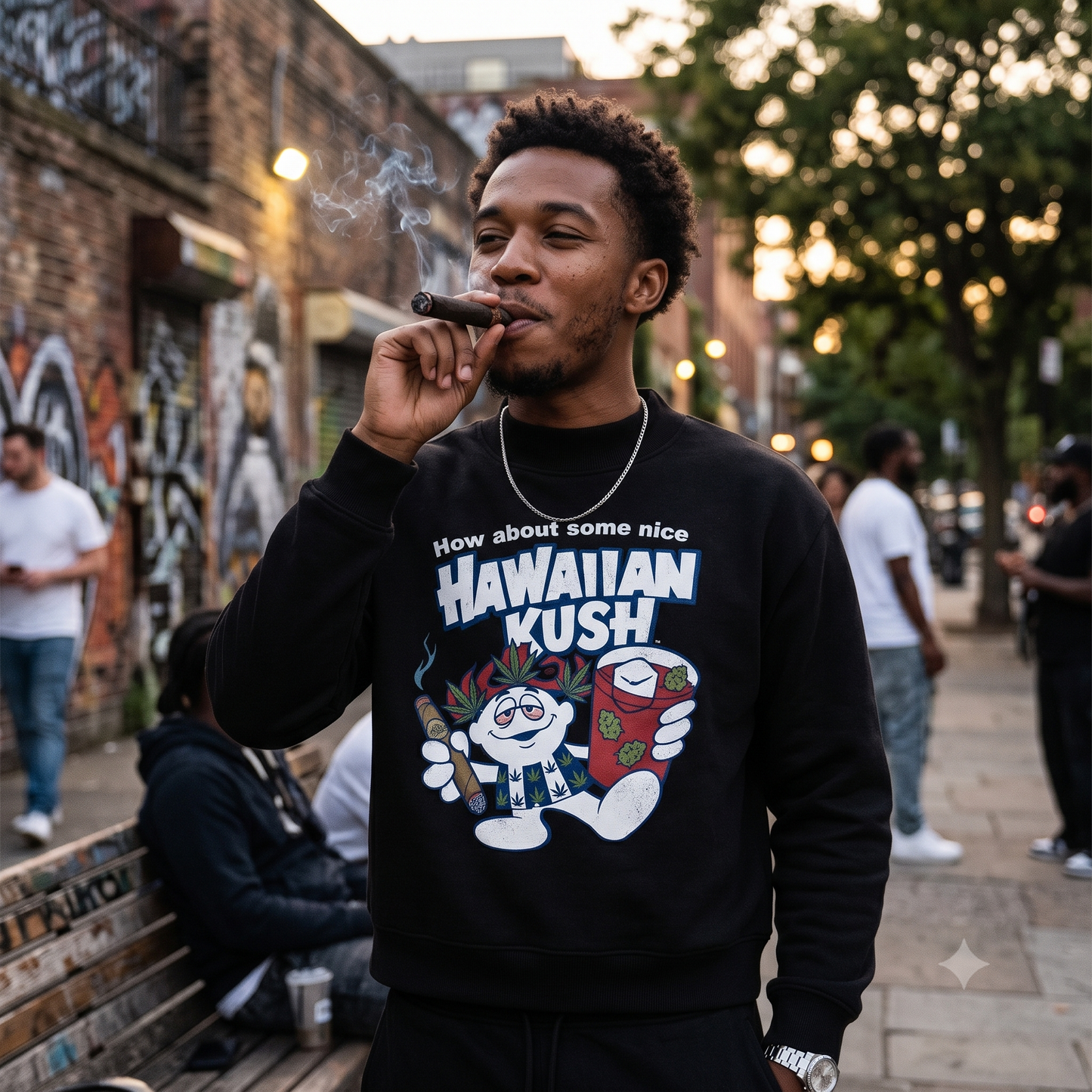 Sparksky & Dutch™ "Hawaiian Punch" Essential Fleece Mock-Neck Crew Sweatshirt