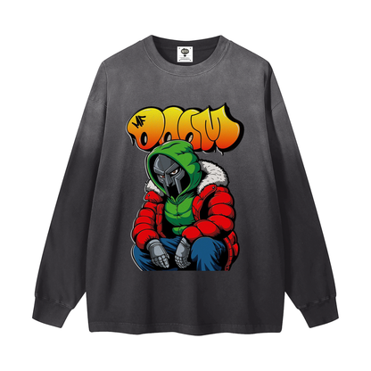 "You Doom Right" Gradient Washed Long Sleeve T-Shirt