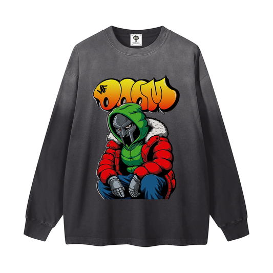 "You Doom Right" Gradient Washed Long Sleeve T-Shirt