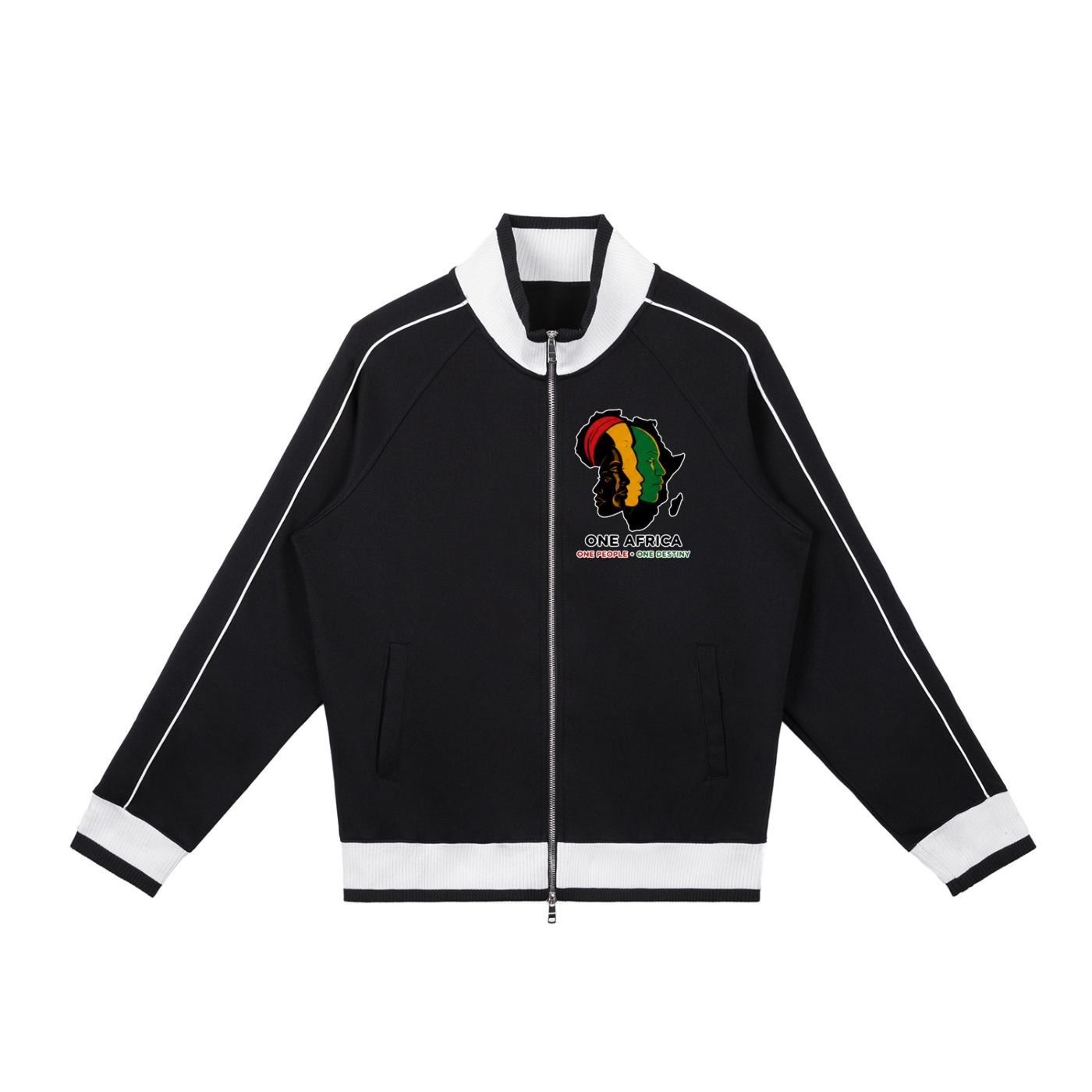 "One Blood" Raglan Sleeve Zip Track Jacket