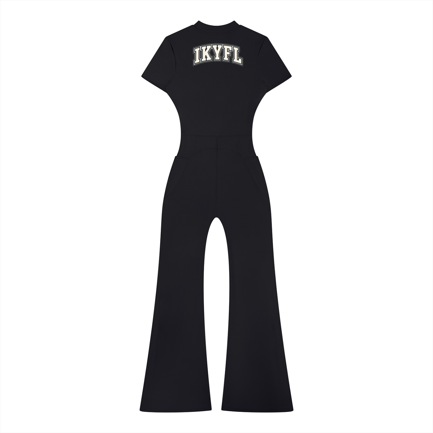 "Brooklyn Republic Essentials" Women’s Tight Flared Leg Quarter-Zip Jumpsuit