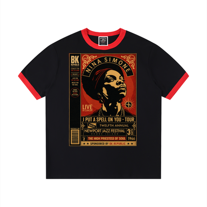 "Spellbinder" Contrast Edge Ribbed Crewneck T-Shirt
