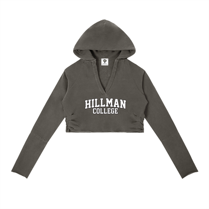 "Hillman College" Vintage Washed Raw Edge Hoodie
