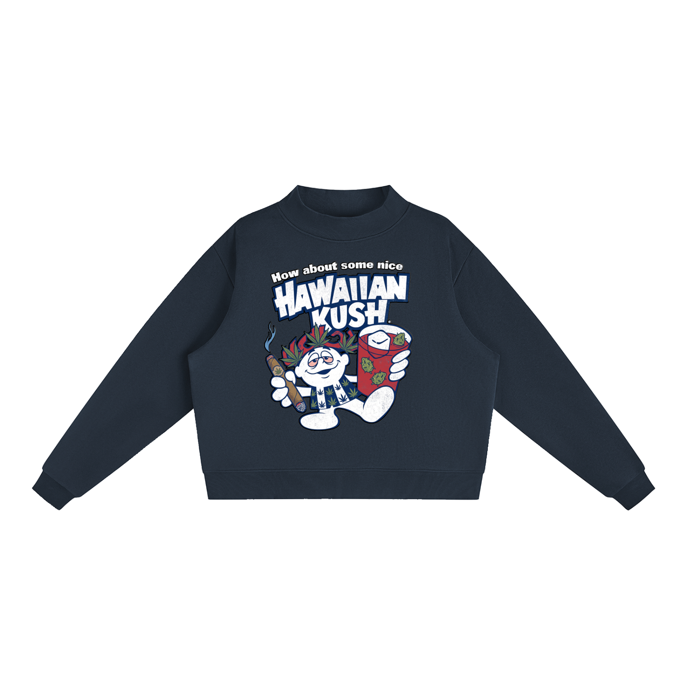 Sparksky & Dutch™ "Hawaiian Punch" Essential Fleece Mock-Neck Crew Sweatshirt