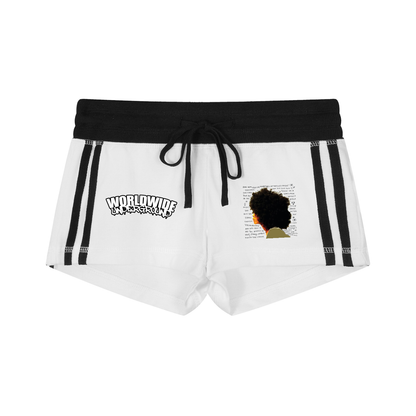 "Worldwide Underground" Women's Contrast Stripe Track Shorts