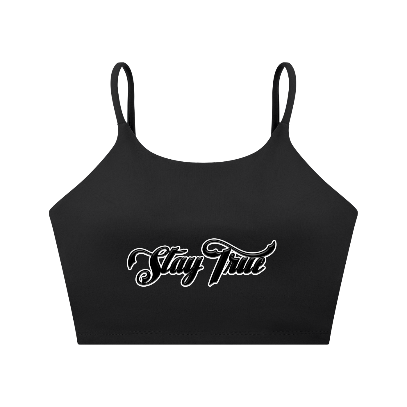 "STAY TRUE" Spaghetti Strap Yoga Sports Bra
