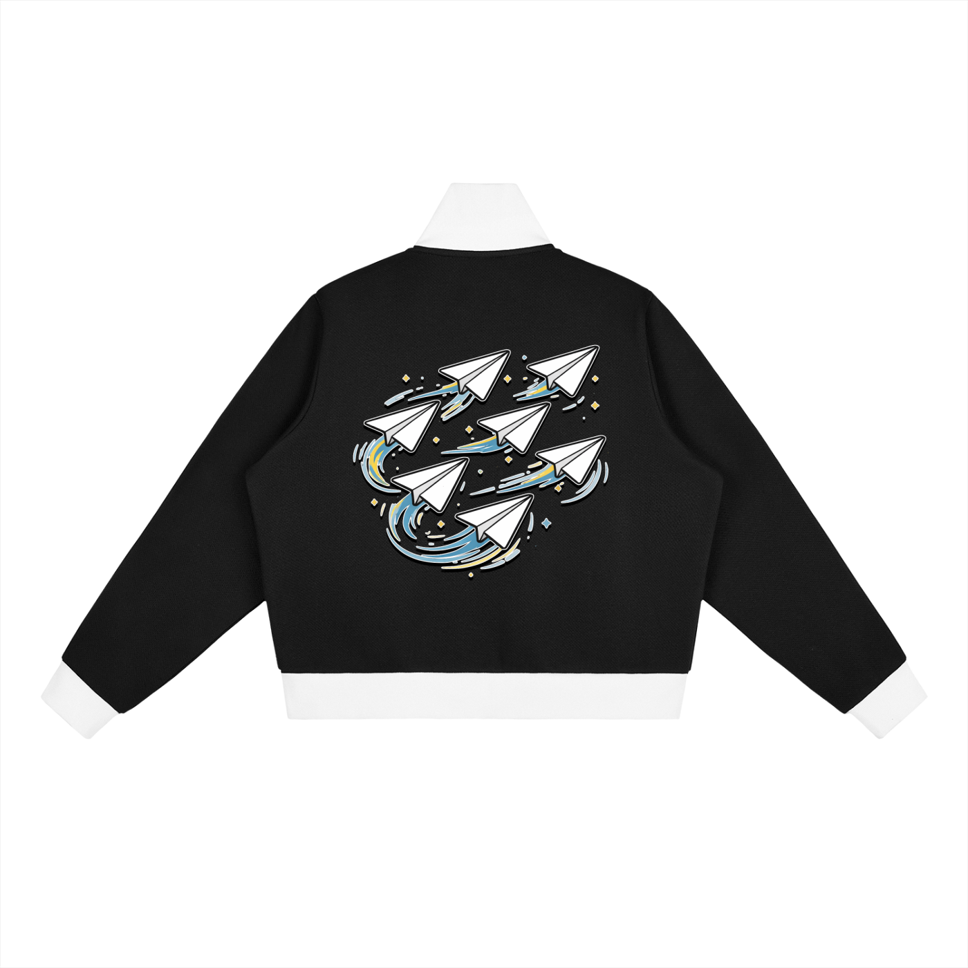 "DREAM CHASERS" Contrast Side Stripe Fleece Cropped Track Jacket