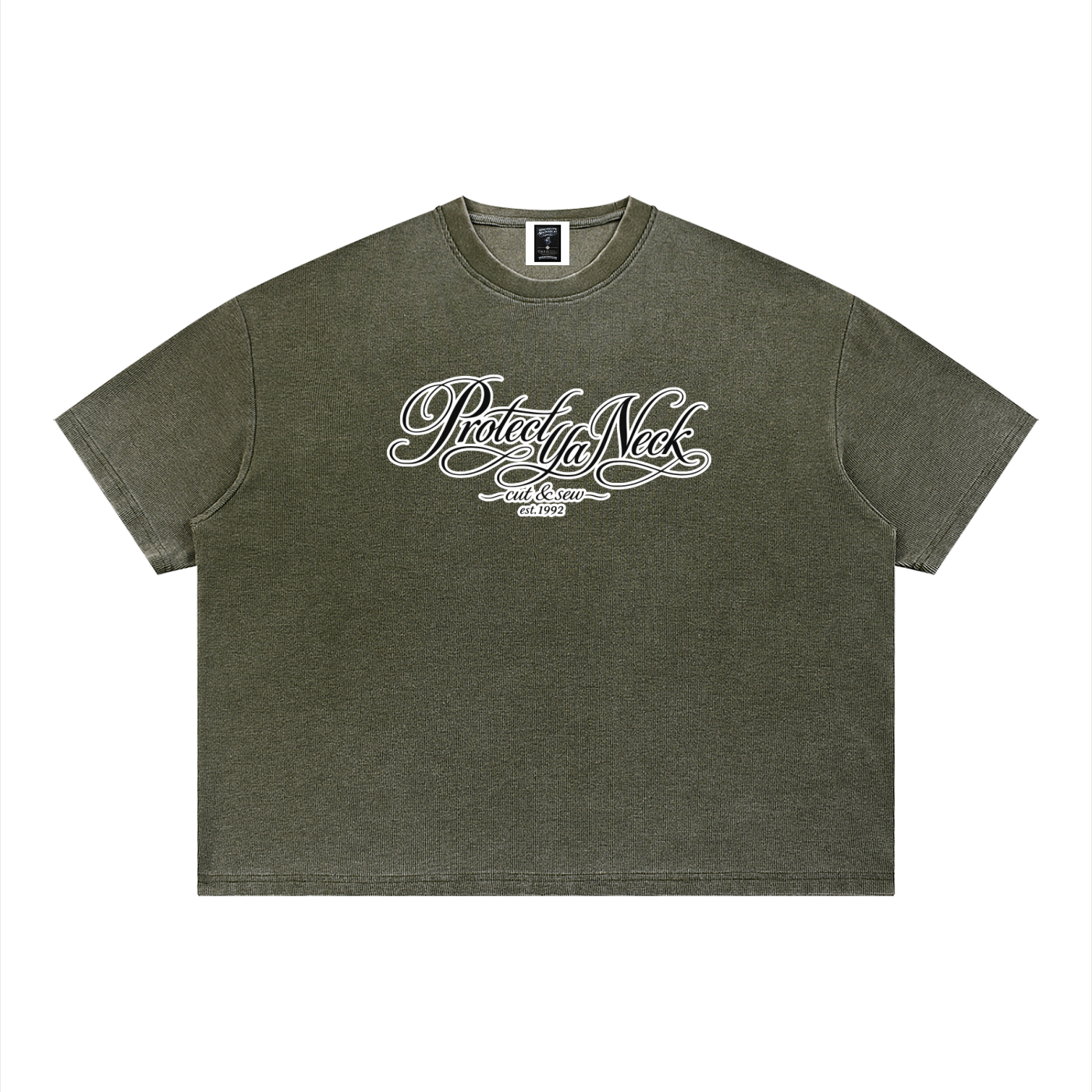 PYN™ x BKRP™ "Cut & Sew" Vintage Wash Sunfade Boxy Waffle T-Shirt