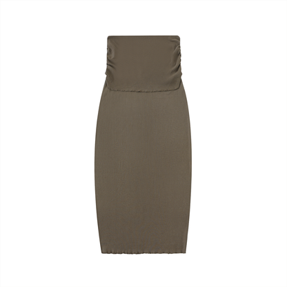 Women's Dyed Washed Straight Hip-Hugging Slim Maxi Skirt