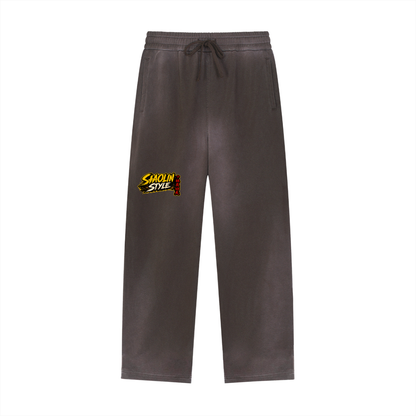 PYN™ "Shaolin Style" Sun Fade Raw Edge Straight-Leg Sweatpants