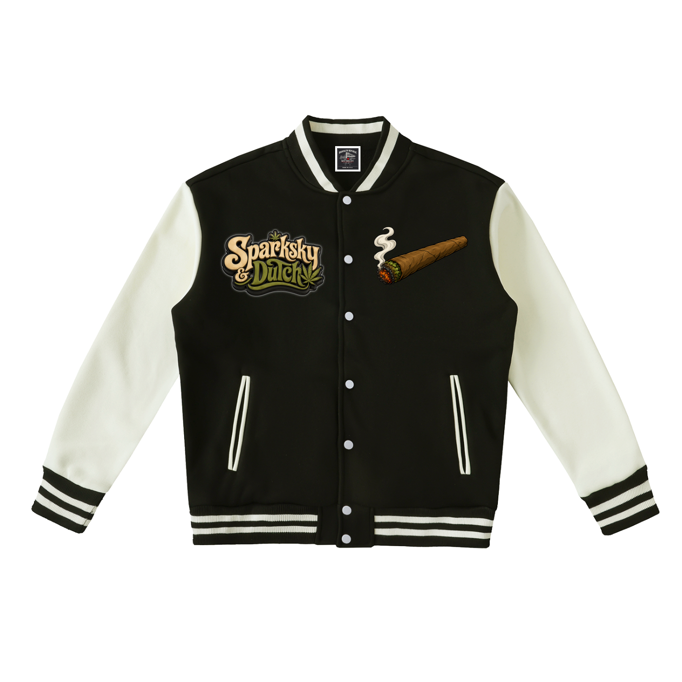 "Sparksky & Dutch" Two-Tone Fleeced Varsity Jacket