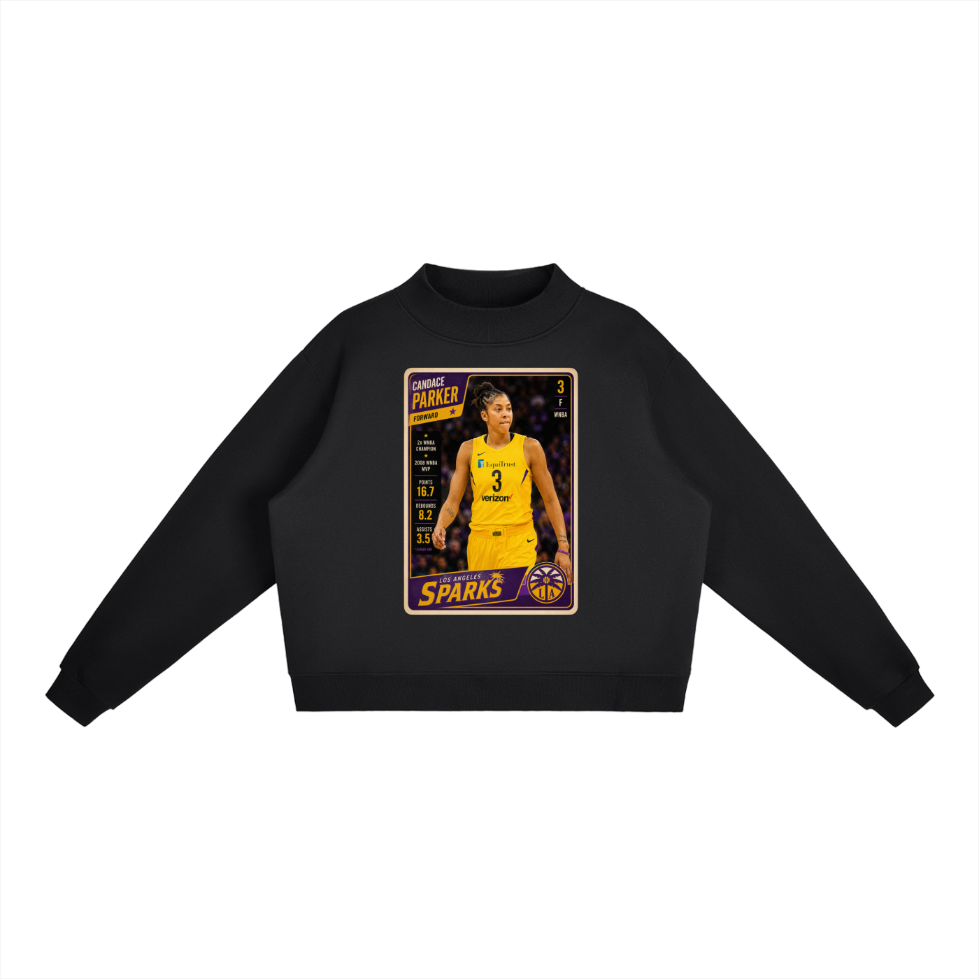 "Candace Parker" Fleece Mock-Neck Crew Sweatshirt