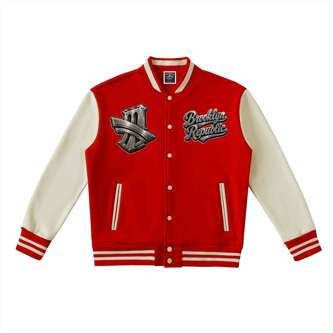"Brooklyn University" Two-Tone Fleeced Varsity Jacket