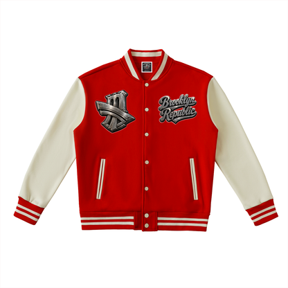 "Brooklyn University" Two-Tone Fleeced Varsity Jacket