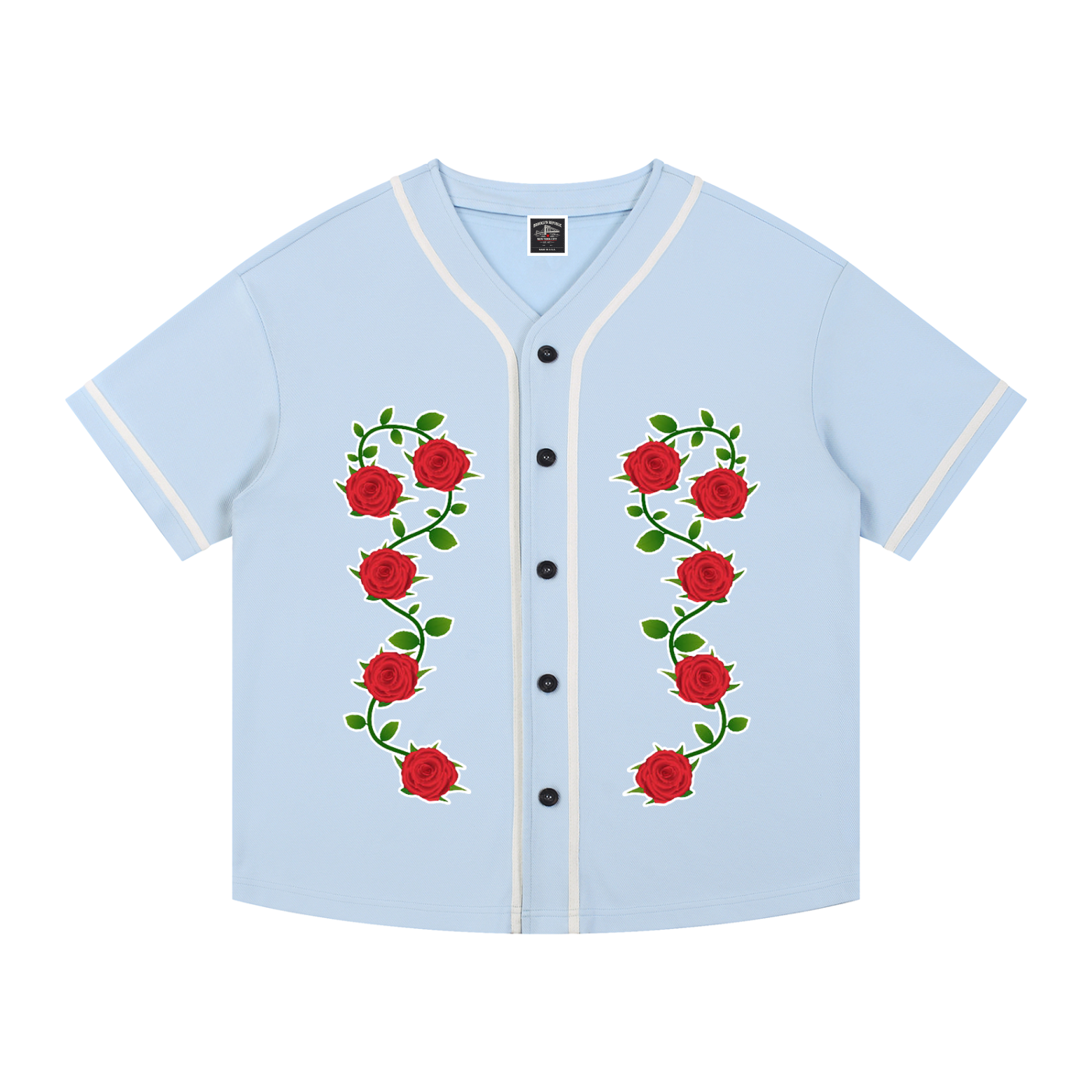 "Varsity" Contrast Piped Button-Up Jersey