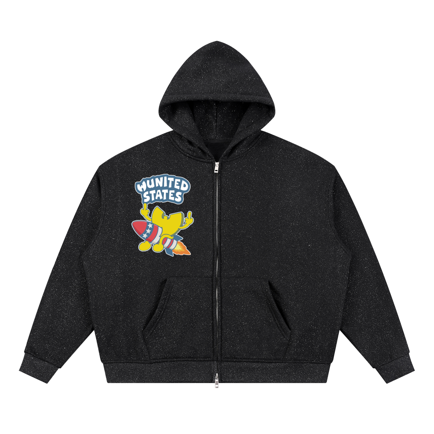 PYN™ "WUSA" Unisex Sparkles Full Zip Boxy Hoodie