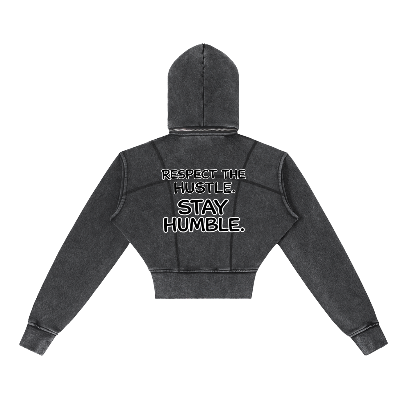 "STAY TRUE" Vintage Washed Cropped Fleece Hoodie