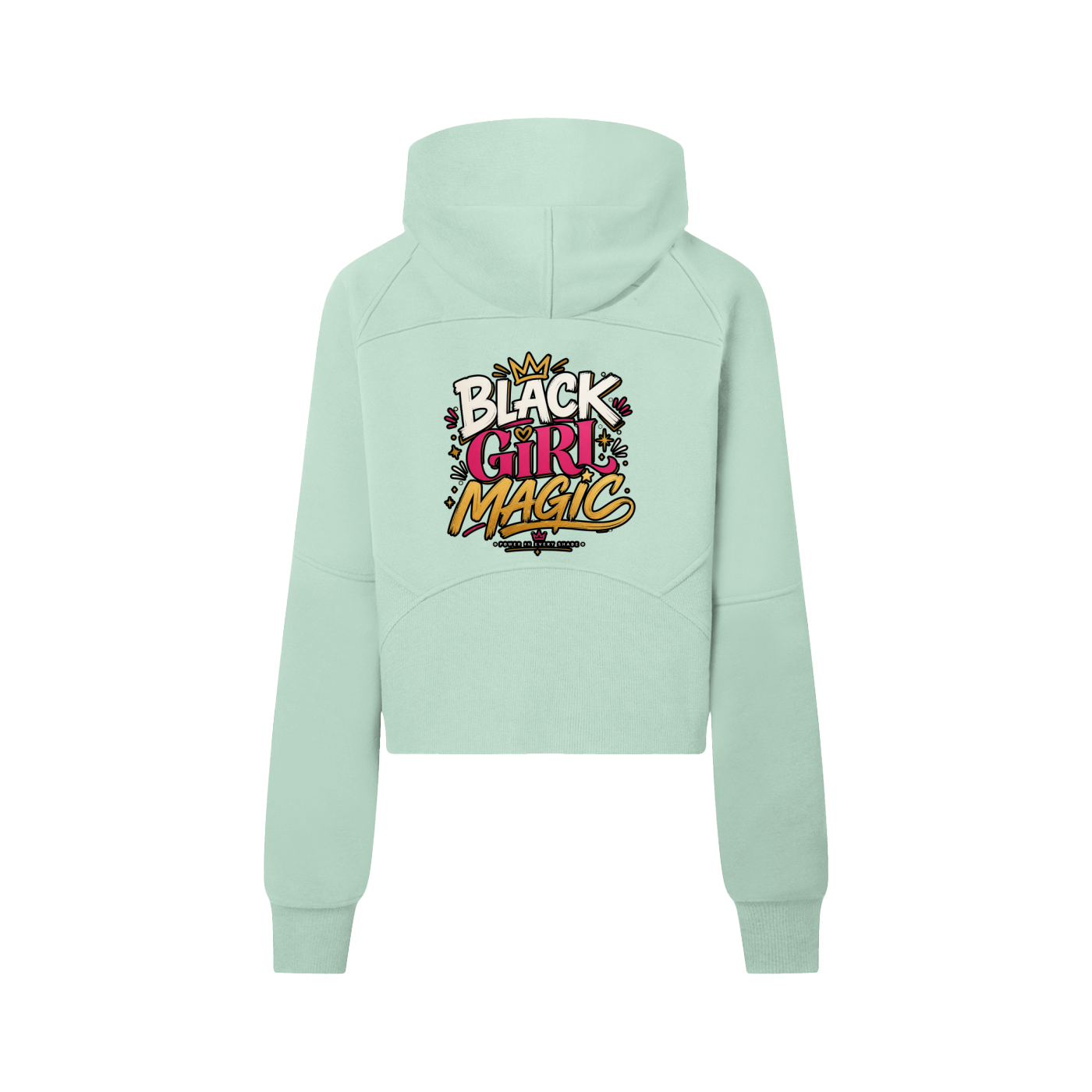 "Black Girl Magic" Cropped Half-Zip Hoodie