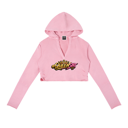 "QUEEN" Vintage Washed Raw Edge Hoodie