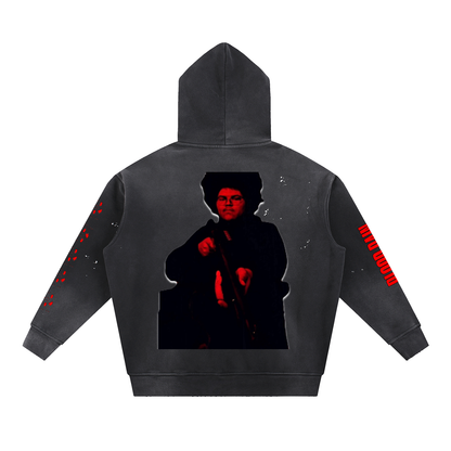 "Blood Rain" Vintage Washed Frayed Fleece Hoodie