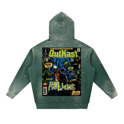"ATLiens" Vintage Washed Frayed Fleece Hoodie