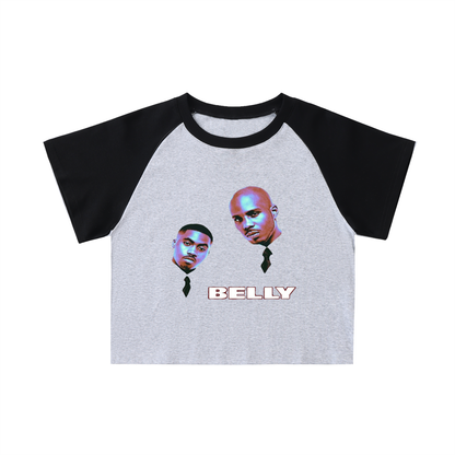 "Belly" Color-Blocked Raglan Crop Top